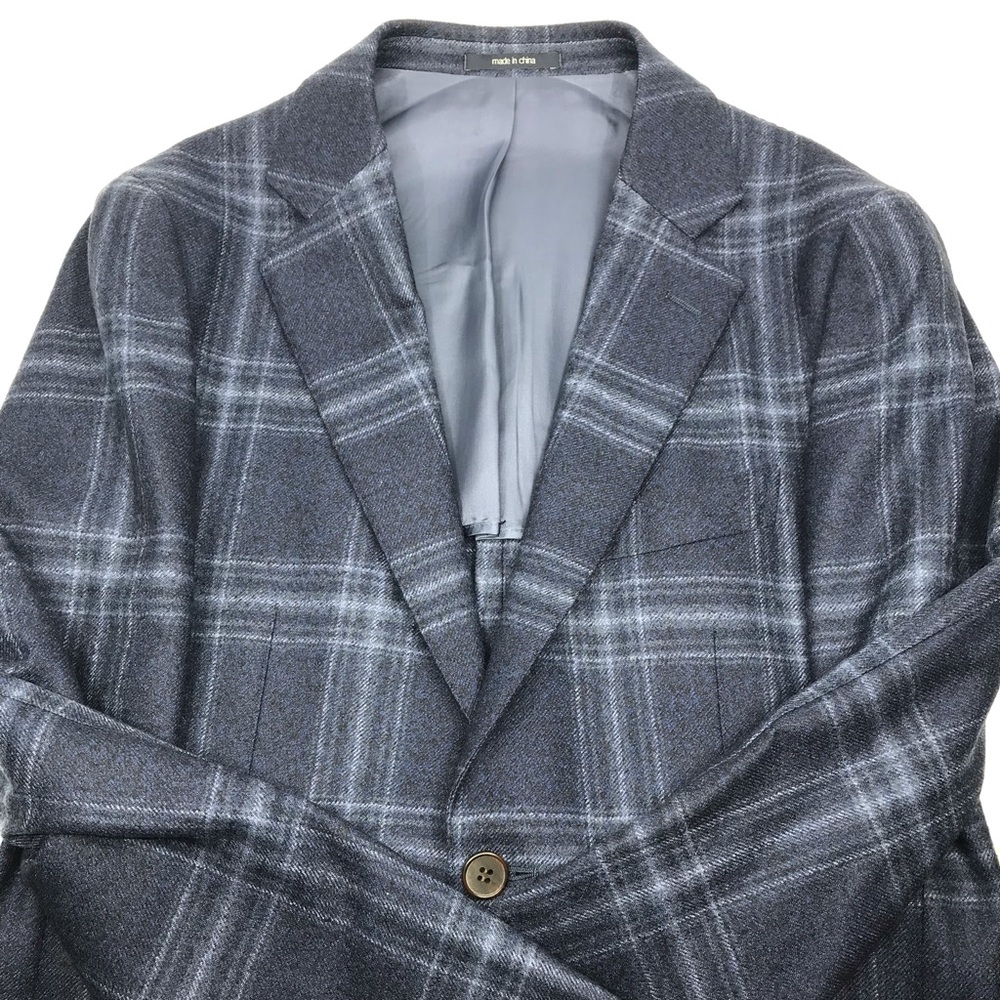 Navy Plaid Blazer Jacket (36R)